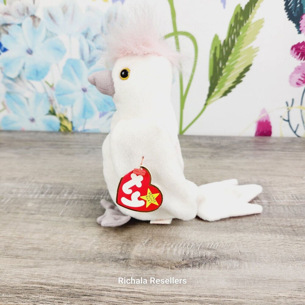 Ty Beanie Babies Kuku The Cockatoo Bird Plush 6" NWT Birthday 1-5-1997
